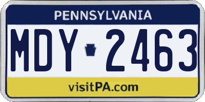 PA license plate MDY2463