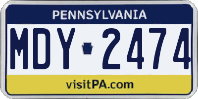 PA license plate MDY2474