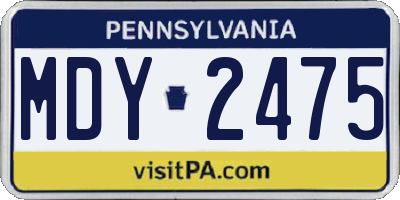 PA license plate MDY2475