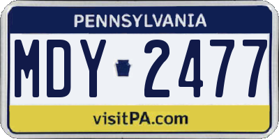 PA license plate MDY2477