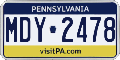 PA license plate MDY2478