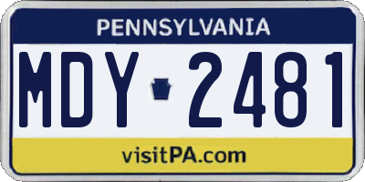 PA license plate MDY2481