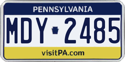 PA license plate MDY2485