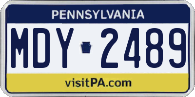 PA license plate MDY2489