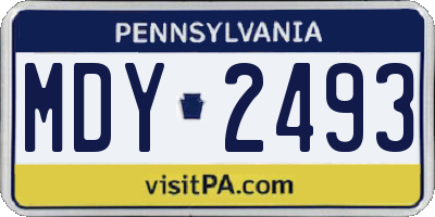 PA license plate MDY2493