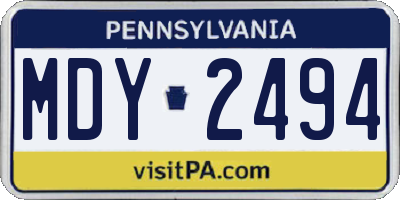 PA license plate MDY2494