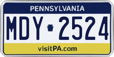 PA license plate MDY2524