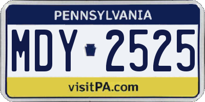 PA license plate MDY2525