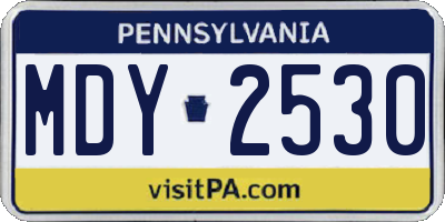 PA license plate MDY2530