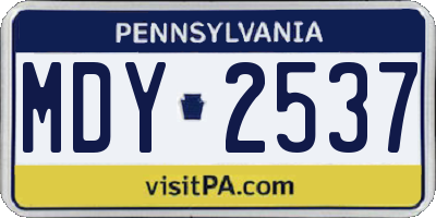PA license plate MDY2537