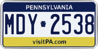 PA license plate MDY2538