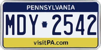PA license plate MDY2542