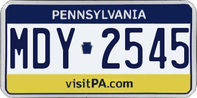 PA license plate MDY2545