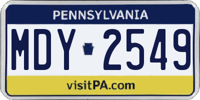 PA license plate MDY2549