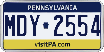 PA license plate MDY2554