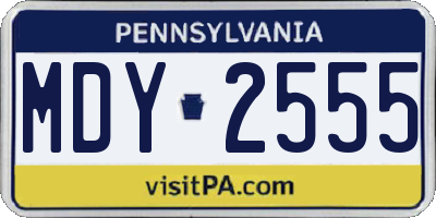 PA license plate MDY2555
