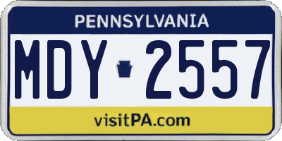 PA license plate MDY2557