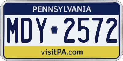 PA license plate MDY2572
