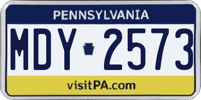 PA license plate MDY2573