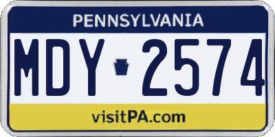 PA license plate MDY2574
