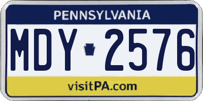PA license plate MDY2576