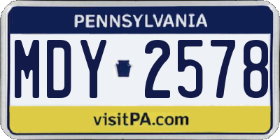 PA license plate MDY2578