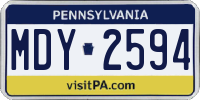 PA license plate MDY2594