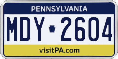 PA license plate MDY2604