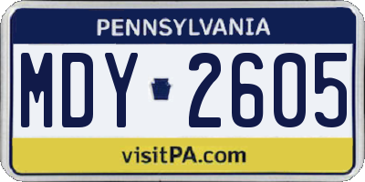 PA license plate MDY2605