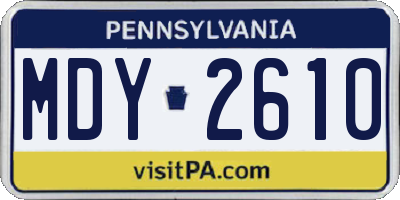 PA license plate MDY2610