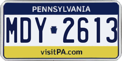 PA license plate MDY2613