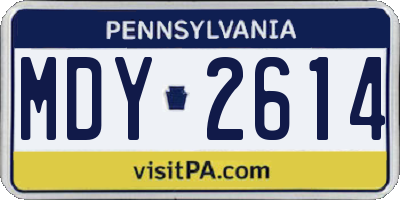 PA license plate MDY2614