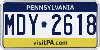 PA license plate MDY2618