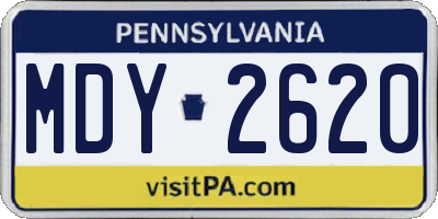 PA license plate MDY2620