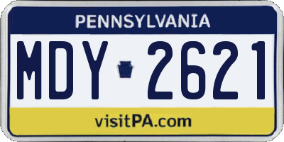 PA license plate MDY2621