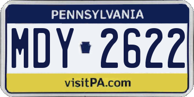PA license plate MDY2622