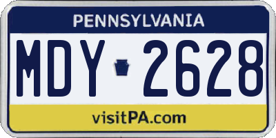 PA license plate MDY2628