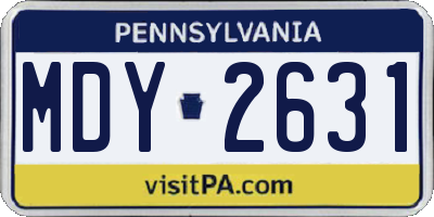 PA license plate MDY2631
