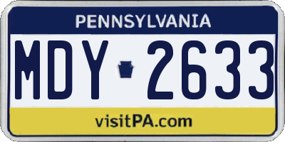 PA license plate MDY2633