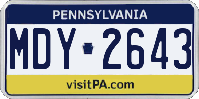 PA license plate MDY2643
