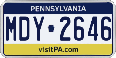 PA license plate MDY2646