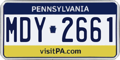 PA license plate MDY2661