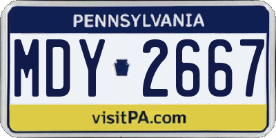 PA license plate MDY2667