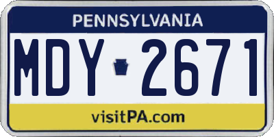 PA license plate MDY2671