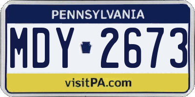 PA license plate MDY2673