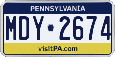 PA license plate MDY2674