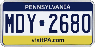 PA license plate MDY2680