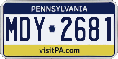 PA license plate MDY2681
