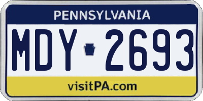 PA license plate MDY2693