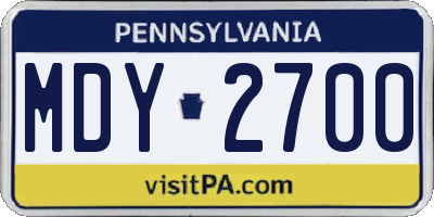 PA license plate MDY2700